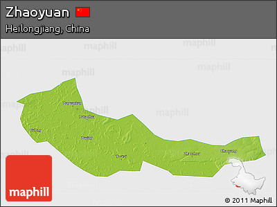 Physical 3D Map of Zhaoyuan, single color outside