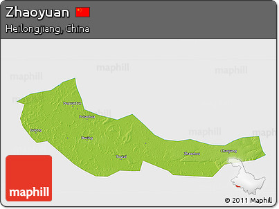 Physical 3D Map of Zhaoyuan, single color outside
