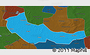 Political 3D Map of Zhaoyuan, darken
