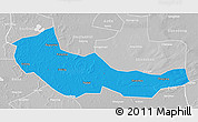 Political 3D Map of Zhaoyuan, lighten, desaturated