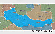 Political 3D Map of Zhaoyuan, semi-desaturated