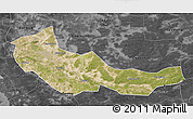 Satellite 3D Map of Zhaoyuan, darken, desaturated