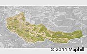 Satellite 3D Map of Zhaoyuan, lighten, desaturated