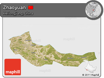 Satellite 3D Map of Zhaoyuan, single color outside