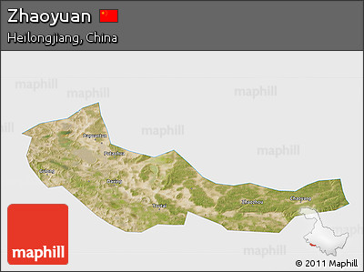 Satellite 3D Map of Zhaoyuan, single color outside