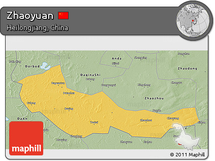 Savanna Style 3D Map of Zhaoyuan