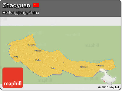 Savanna Style 3D Map of Zhaoyuan, single color outside
