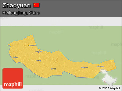 Savanna Style 3D Map of Zhaoyuan, single color outside