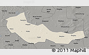 Shaded Relief 3D Map of Zhaoyuan, darken, semi-desaturated