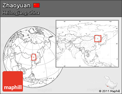 Blank Location Map of Zhaoyuan, within the entire country