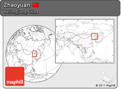 Blank Location Map of Zhaoyuan, highlighted parent region, within the entire country