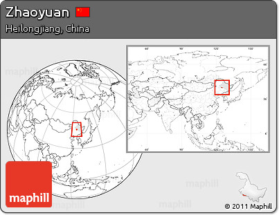 Blank Location Map of Zhaoyuan, highlighted parent region, within the entire country