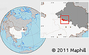 Gray Location Map of Zhaoyuan, highlighted country, highlighted parent region