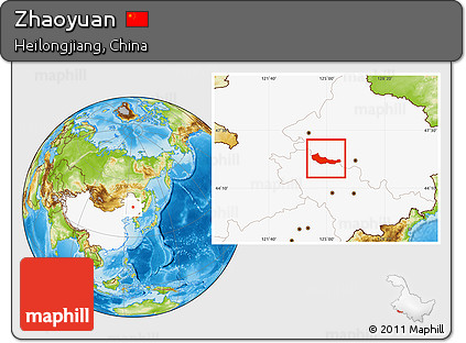 Physical Location Map of Zhaoyuan, highlighted country