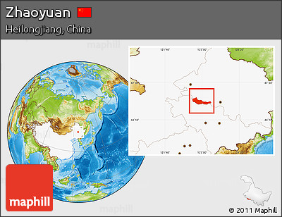 Physical Location Map of Zhaoyuan, highlighted country
