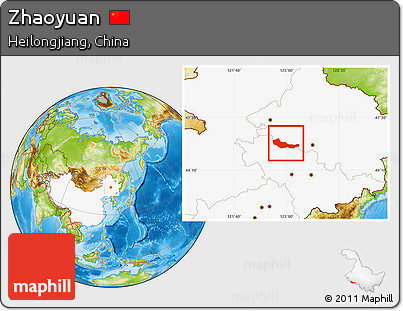 Physical Location Map of Zhaoyuan, highlighted country
