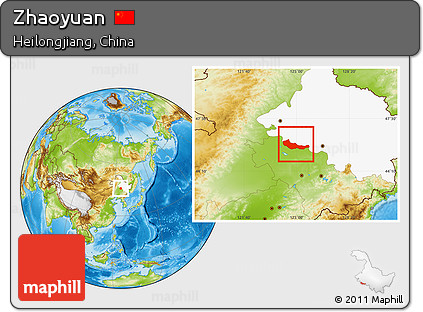 Physical Location Map of Zhaoyuan, highlighted parent region
