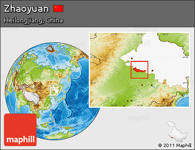 Physical Location Map of Zhaoyuan, highlighted parent region