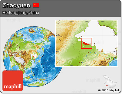 Physical Location Map of Zhaoyuan, highlighted parent region