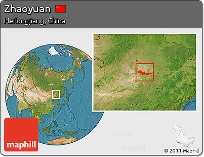 Satellite Location Map of Zhaoyuan