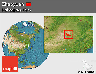 Satellite Location Map of Zhaoyuan
