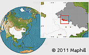 Satellite Location Map of Zhaoyuan, highlighted country, highlighted parent region