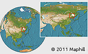 Satellite Location Map of Zhaoyuan, highlighted parent region, within the entire country