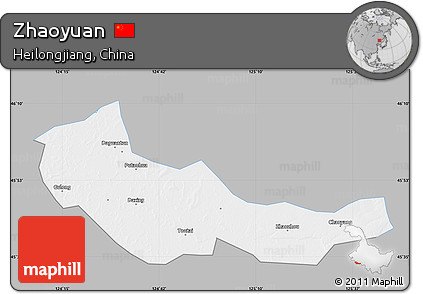 Gray Map of Zhaoyuan, single color outside