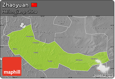 Physical Map of Zhaoyuan, desaturated