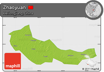 Physical Map of Zhaoyuan, single color outside