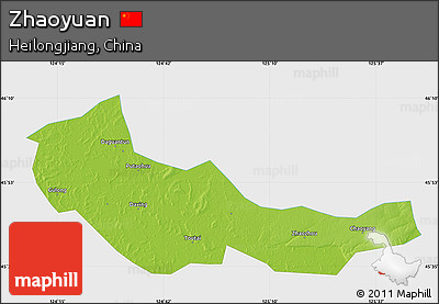 Physical Map of Zhaoyuan, single color outside