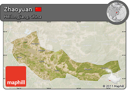 Satellite Map of Zhaoyuan, lighten