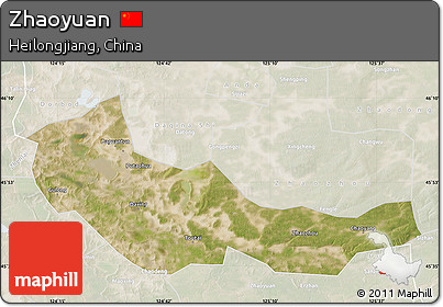 Satellite Map of Zhaoyuan, lighten