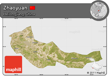 Satellite Map of Zhaoyuan, single color outside