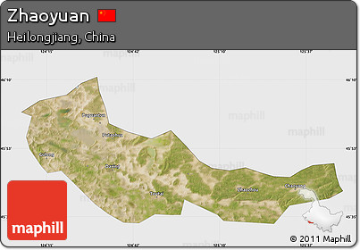 Satellite Map of Zhaoyuan, single color outside