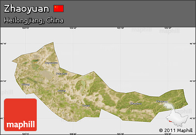 Satellite Map of Zhaoyuan, single color outside