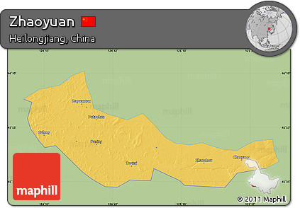 Savanna Style Map of Zhaoyuan, single color outside