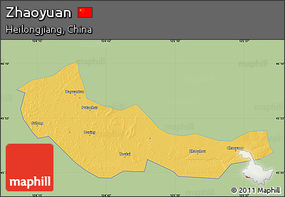 Savanna Style Map of Zhaoyuan, single color outside