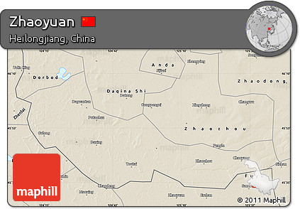 Shaded Relief Map of Zhaoyuan