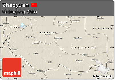 Shaded Relief Map of Zhaoyuan