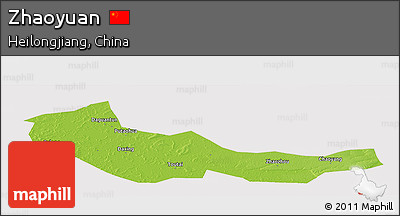 Physical Panoramic Map of Zhaoyuan, cropped outside
