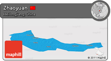 Political Panoramic Map of Zhaoyuan, cropped outside