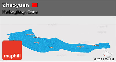 Political Panoramic Map of Zhaoyuan, cropped outside