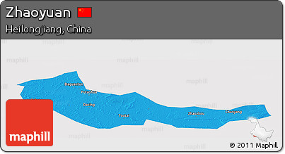 Political Panoramic Map of Zhaoyuan, cropped outside