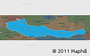 Political Panoramic Map of Zhaoyuan, darken, semi-desaturated
