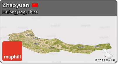 Satellite Panoramic Map of Zhaoyuan, cropped outside