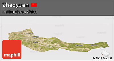Satellite Panoramic Map of Zhaoyuan, cropped outside