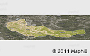 Satellite Panoramic Map of Zhaoyuan, darken, semi-desaturated
