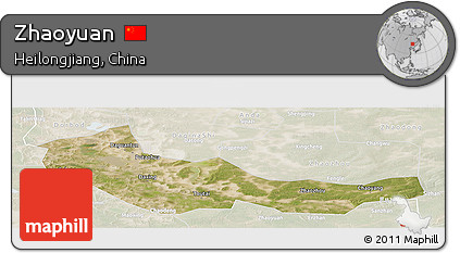 Satellite Panoramic Map of Zhaoyuan, lighten