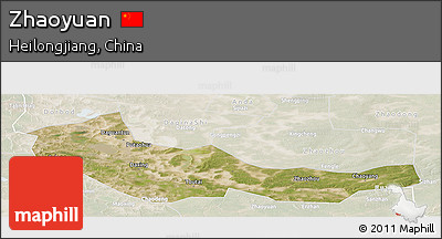 Satellite Panoramic Map of Zhaoyuan, lighten